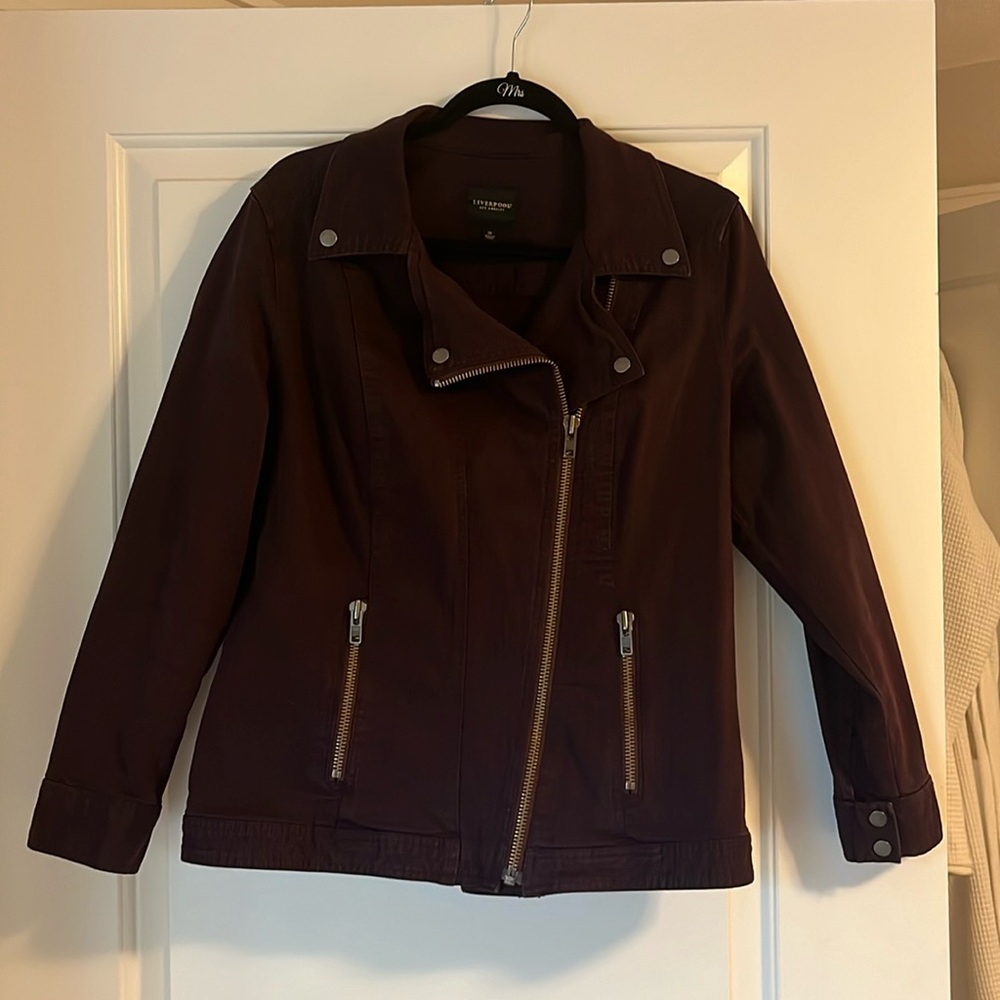 Liverpool LA Moto Jacket cranberry color